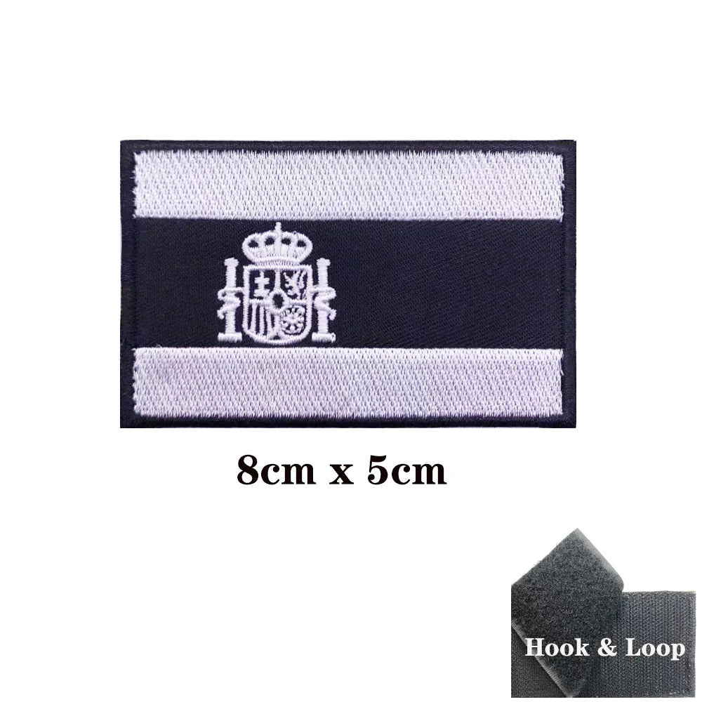 1PC Spanish Flag Spain Armband Embroidered Patch Hook & Loop Or Iron On Embroidery Badge Cloth Military Moral Stripe