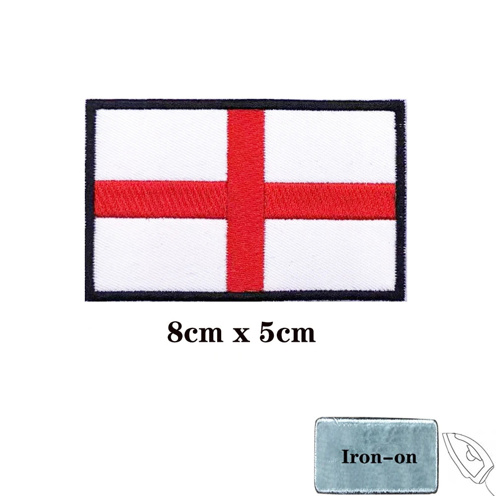 England flag Patches Armband Embroidered Patch Hook & Loop Iron On Embroidery Badge Military Stripe