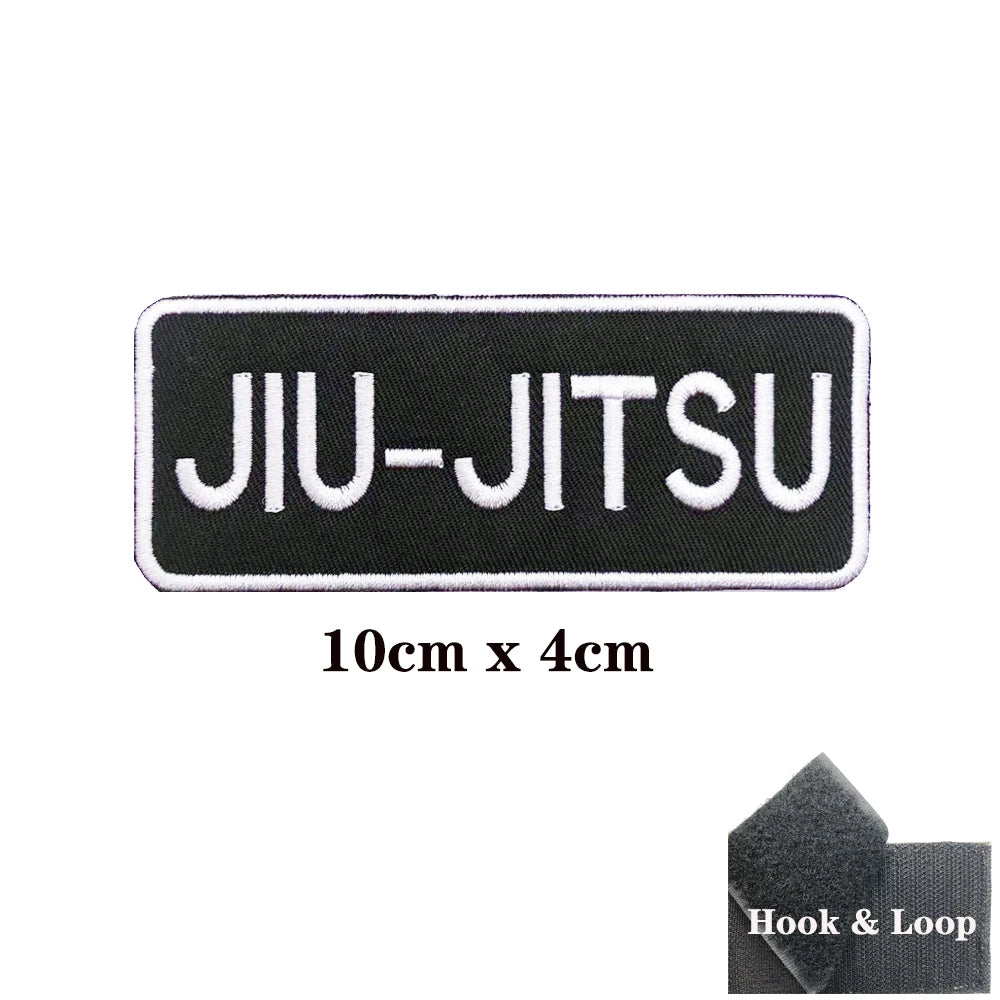 JIU JITSU Patches Armband Embroidered Patch Hook & Loop Iron On Embroidery Badge Military Stripe