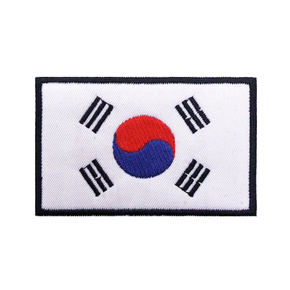 Korean flag Patches Armband Embroidered Patch Hook & Loop Iron On Embroidery  Badge Military Stripe