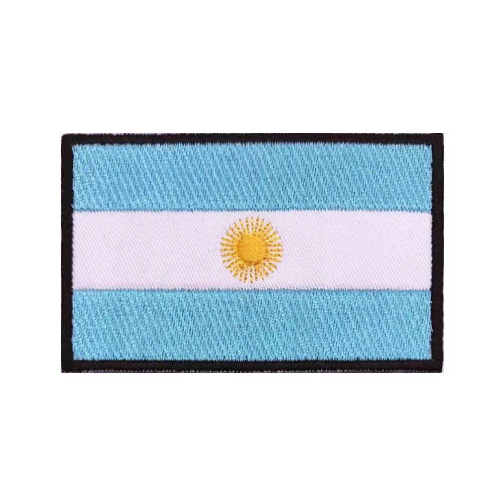 Argentina Flag Patches Armband Embroidered Patch Hook & Loop Iron On Embroidery Badge Military Stripe