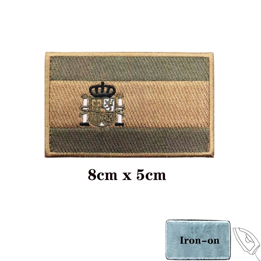 1PC Spanish Flag Spain Armband Embroidered Patch Hook & Loop Or Iron On Embroidery  Badge Cloth Military Moral Stripe