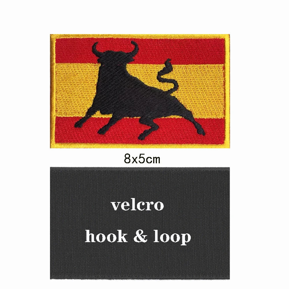 1PC Spanish Flag Spain Armband Embroidered Patch Hook & Loop Or Iron On Embroidery  Badge Cloth Military Moral Stripe