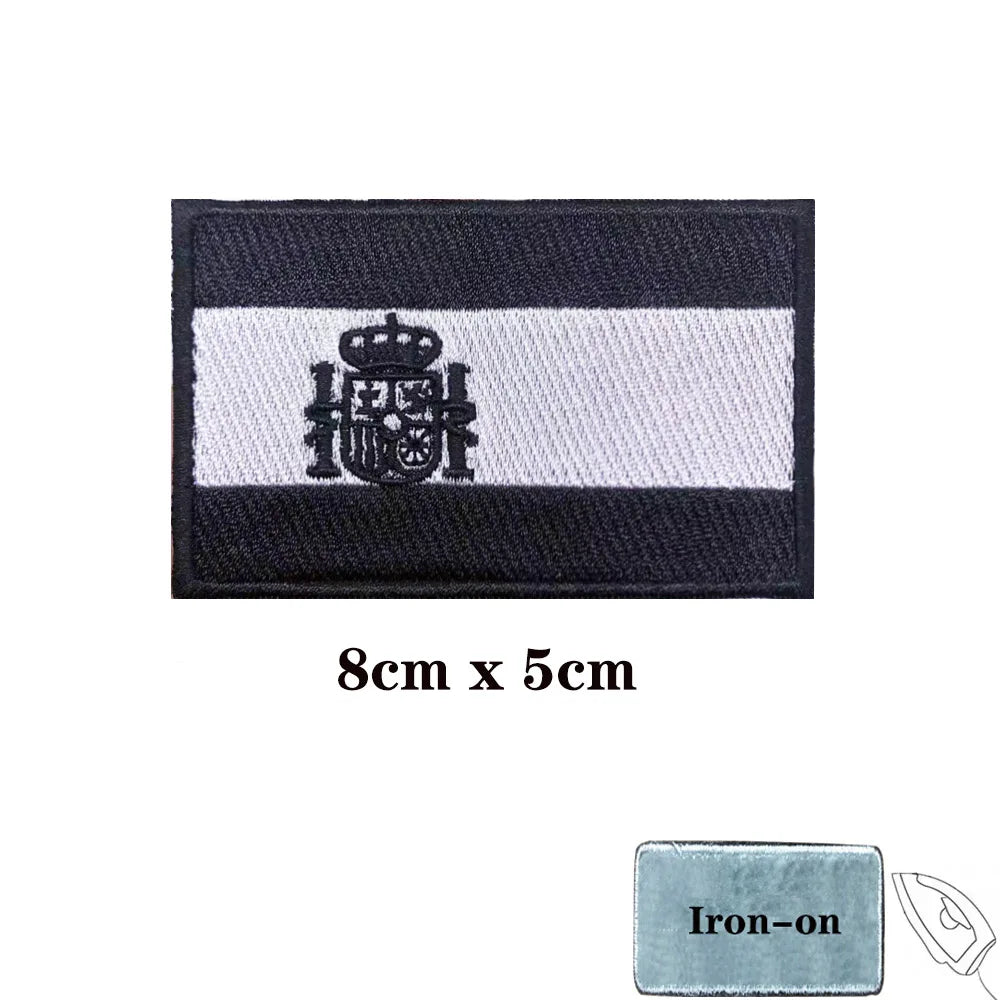 1PC Spanish Flag Spain Armband Embroidered Patch Hook & Loop Or Iron On Embroidery  Badge Cloth Military Moral Stripe