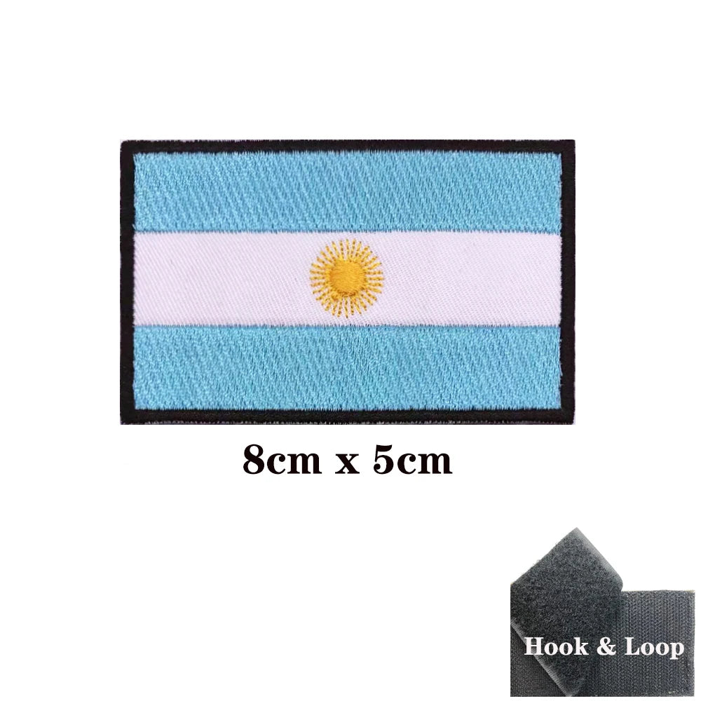 Argentina Flag Patches Armband Embroidered Patch Hook & Loop Iron On Embroidery Badge Military Stripe