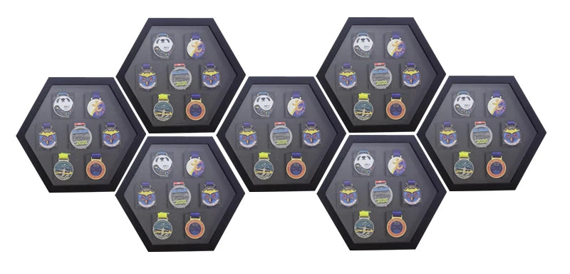 Wooden Hexagonal Medals Frames Display