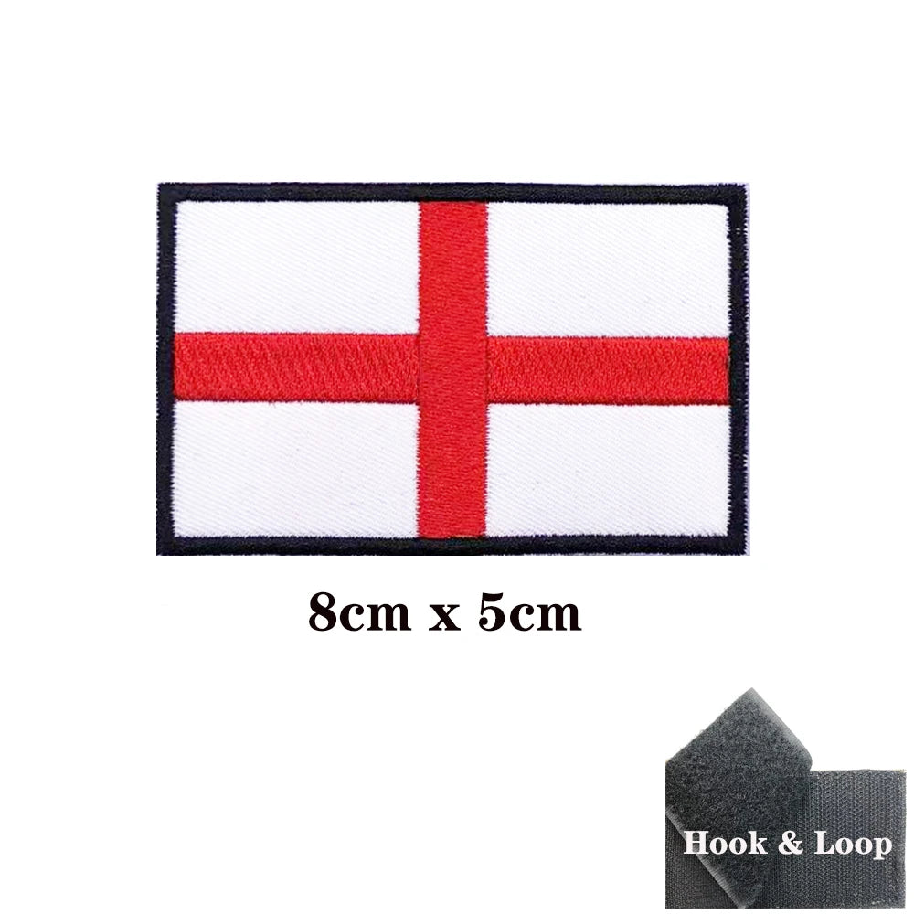 England flag Patches Armband Embroidered Patch Hook & Loop Iron On Embroidery  Badge Military Stripe