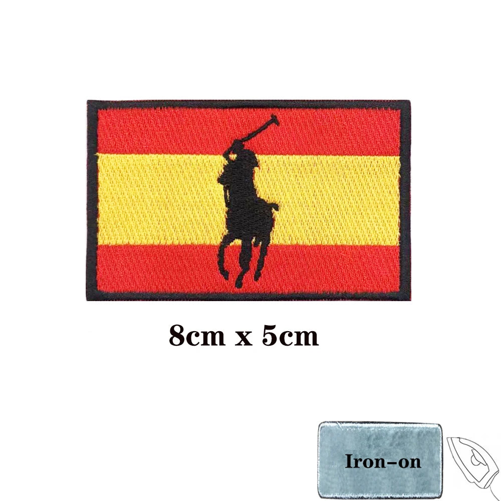 1PC Spanish Flag Spain Armband Embroidered Patch Hook & Loop Or Iron On Embroidery  Badge Cloth Military Moral Stripe