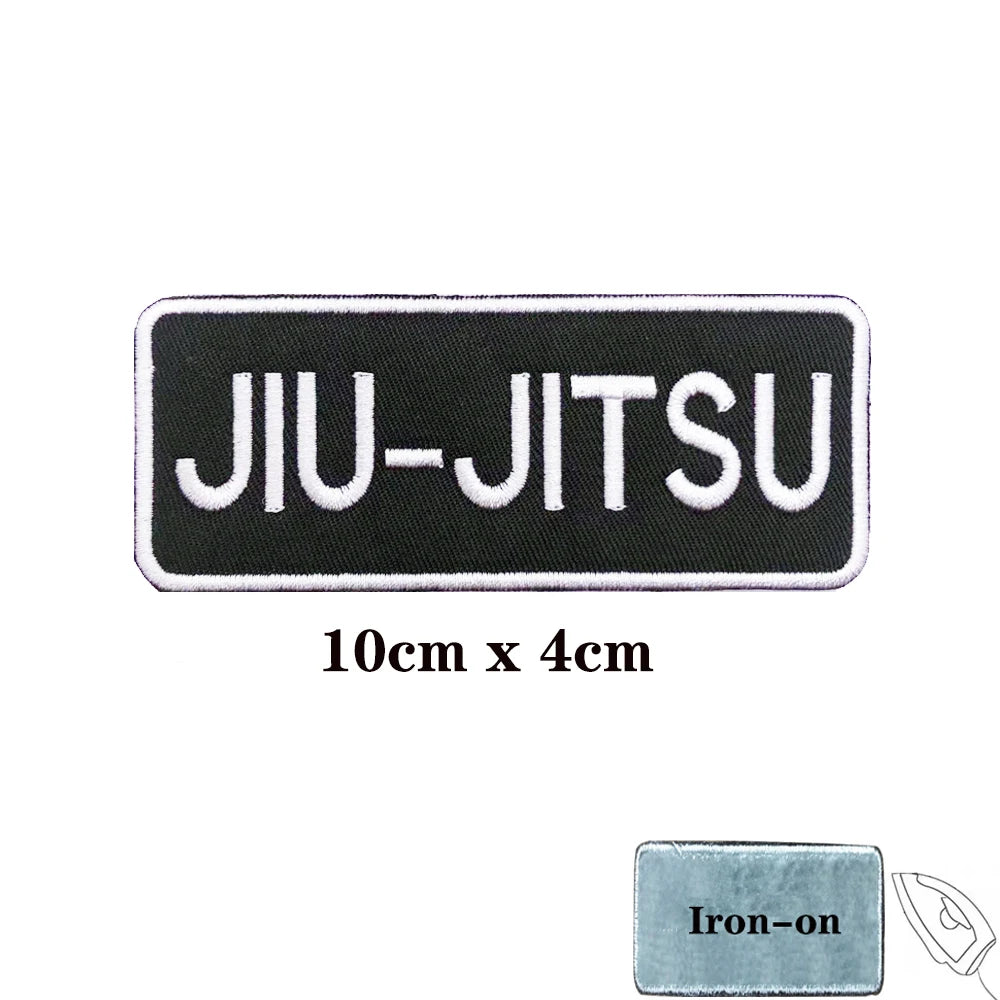 JIU JITSU Patches Armband Embroidered Patch Hook & Loop Iron On Embroidery  Badge Military Stripe