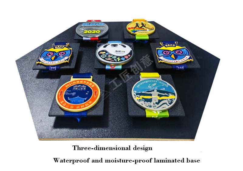 Wooden Hexagonal Medals Frames Display