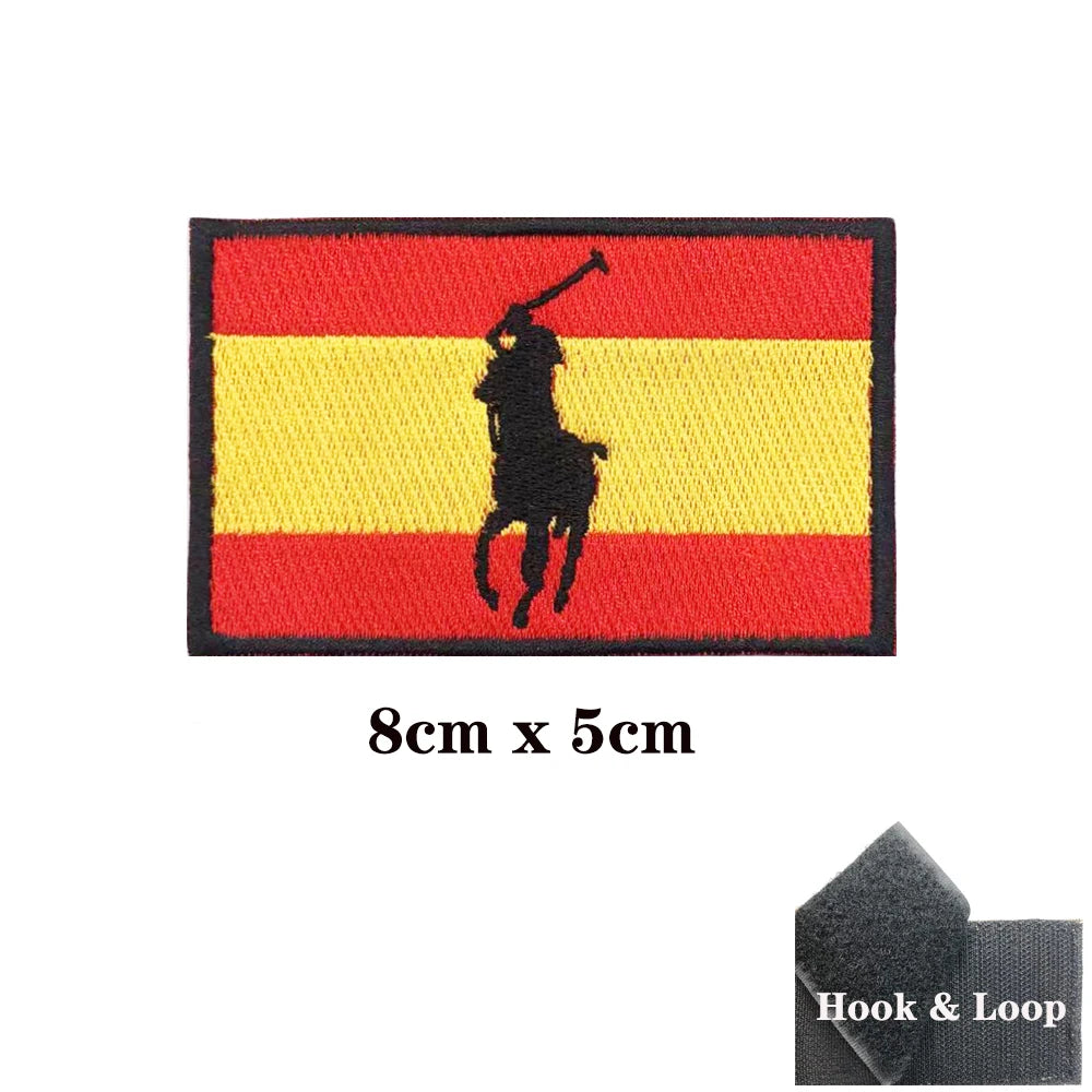 1PC Spanish Flag Spain Armband Embroidered Patch Hook & Loop Or Iron On Embroidery  Badge Cloth Military Moral Stripe