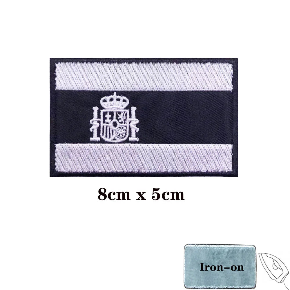 1PC Spanish Flag Spain Armband Embroidered Patch Hook & Loop Or Iron On Embroidery  Badge Cloth Military Moral Stripe