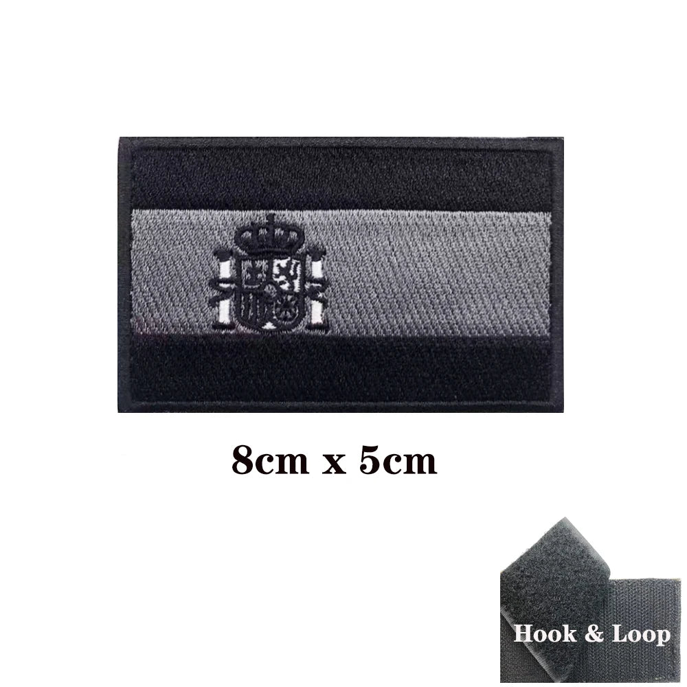 1PC Spanish Flag Spain Armband Embroidered Patch Hook & Loop Or Iron On Embroidery  Badge Cloth Military Moral Stripe