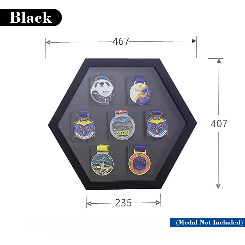 Wooden Hexagonal Medals Frames Display