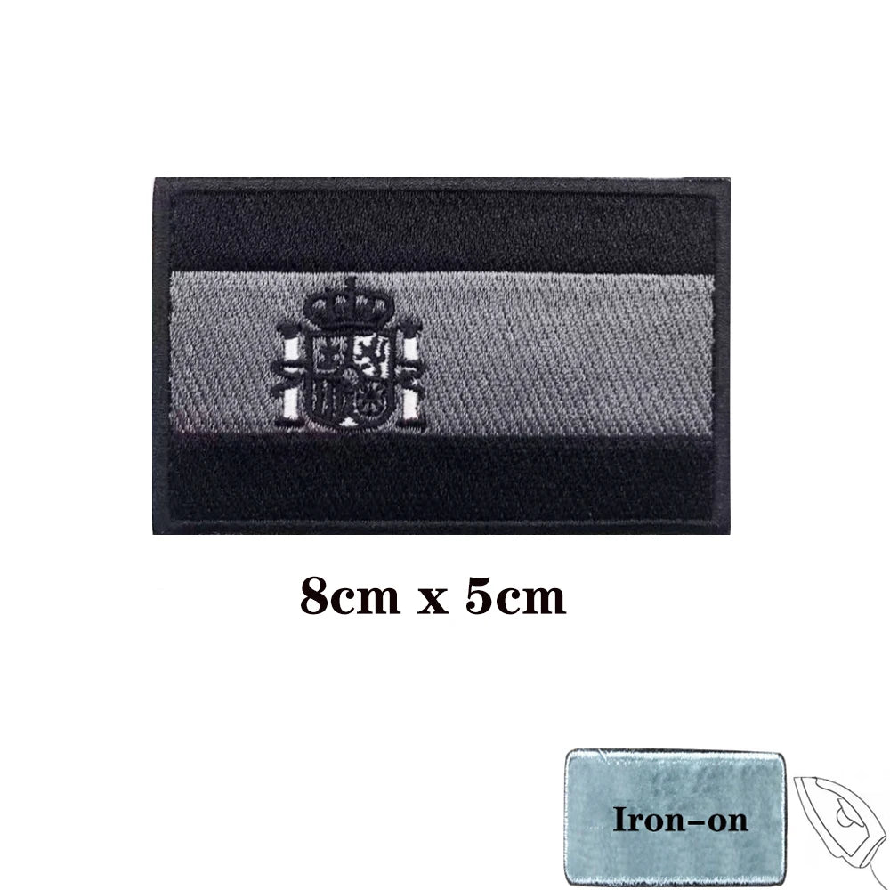 1PC Spanish Flag Spain Armband Embroidered Patch Hook & Loop Or Iron On Embroidery  Badge Cloth Military Moral Stripe