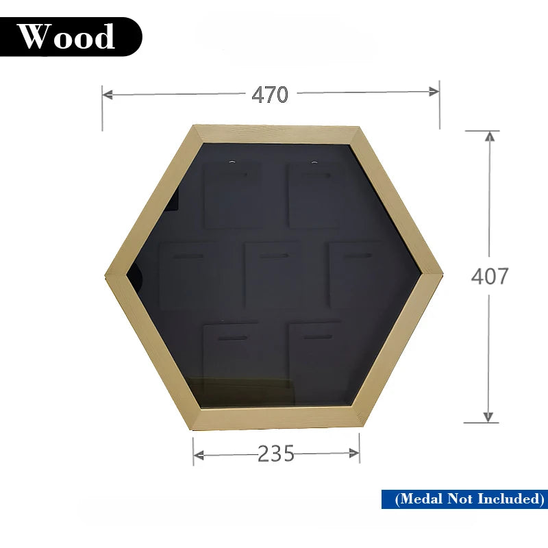 Wooden Hexagonal Medals Frames Display