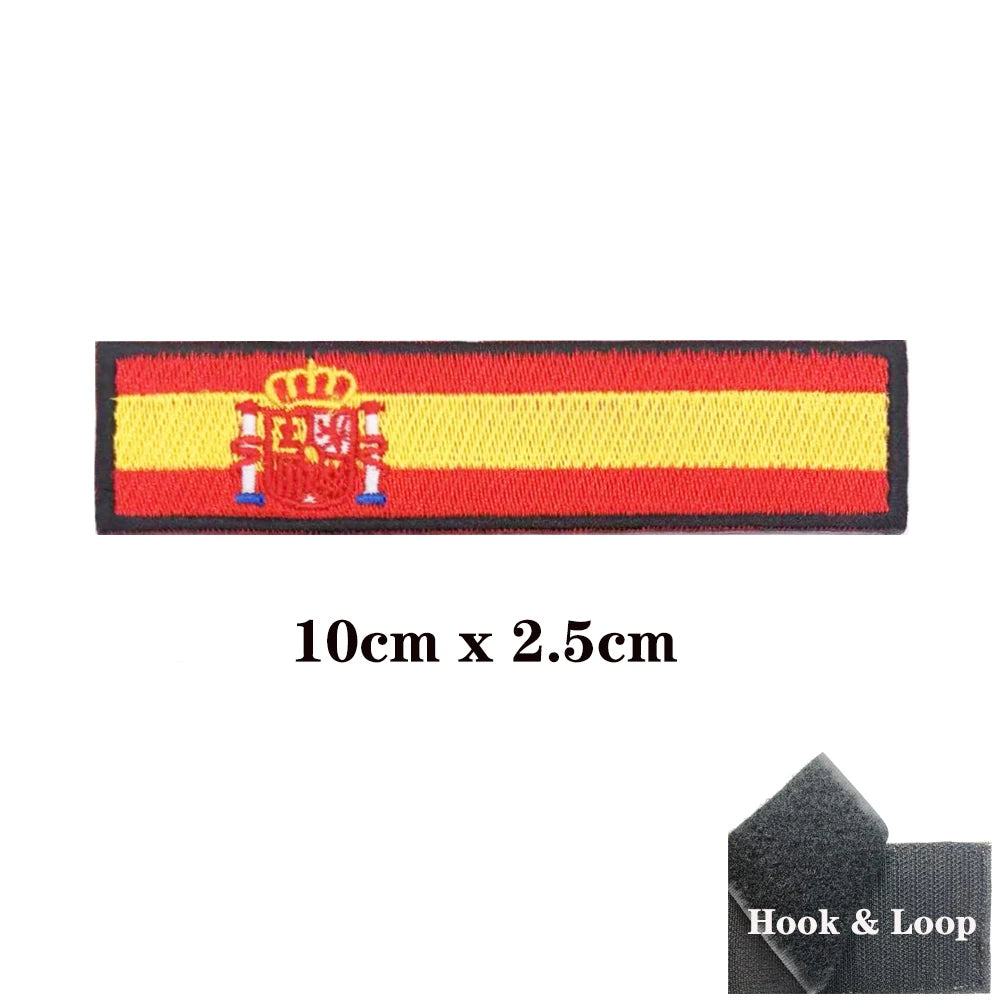 1PC Spanish Flag Spain Armband Embroidered Patch Hook & Loop Or Iron On Embroidery  Badge Cloth Military Moral Stripe
