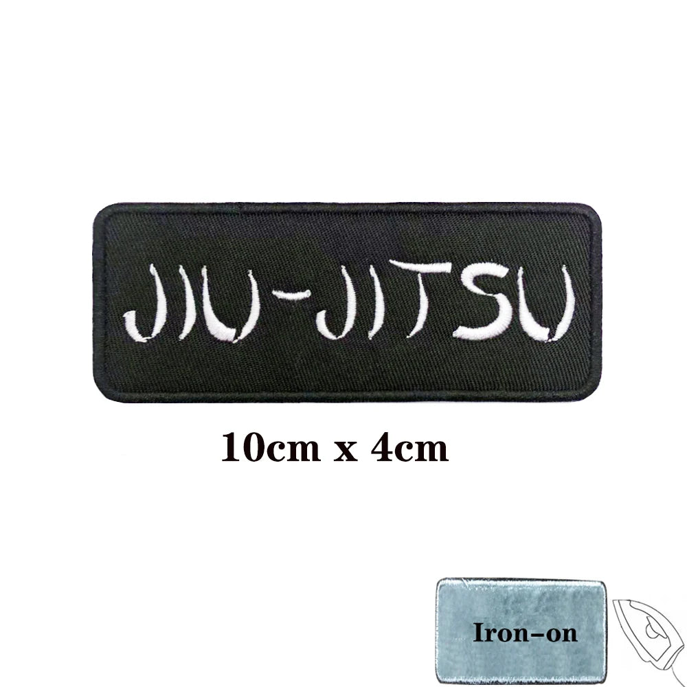 JIU JITSU Patches Armband Embroidered Patch Hook & Loop Iron On Embroidery  Badge Military Stripe